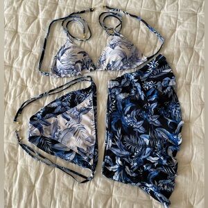 3 piece / tommy bahama reversible bikini + swim skirt / size small